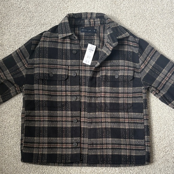 Abercrombie & Fitch Men's Dark Plaid Shirt Jacket - Picture 1 of 3